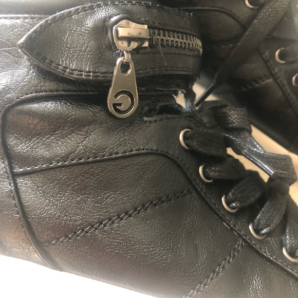 G by Guess black leather high tops size 8M nice - Picture 6 of 8